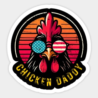 Vintage Chicken Daddy sunglasses usa flag : Funny Poultry Farmer Mens Fathers Day gift for dad Sticker